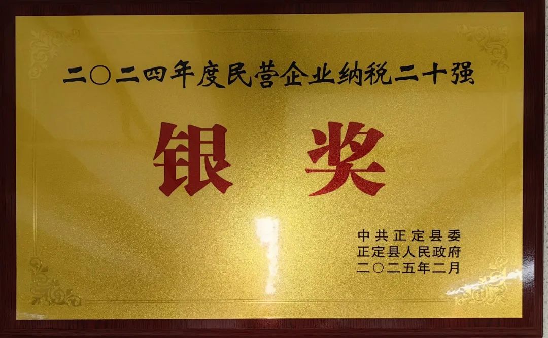 榮譽 | 石家莊大红鹰dhy建築裝飾工程有限公司榮獲“2024年度民營企業納稅二十強-銀獎”