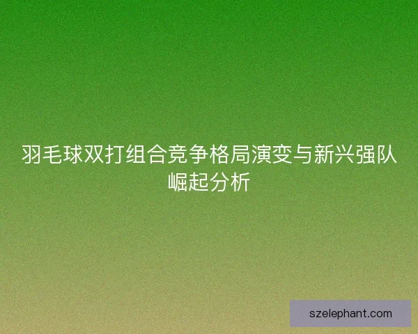 羽毛球双打组合竞争格局演变与新兴强队崛起分析